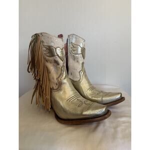 Junk Gypsy by Lane Spirit Animal Western Boots Sz 8M Fringe Cowgirl Boots Gold